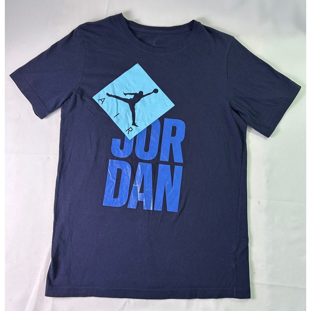 Nike Air Jordan T Shirt Boys XL Blue Jumpman Diamonds Graphic Short Sleeve Tee
